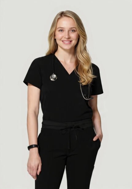 Single Pocket Black Scrubs